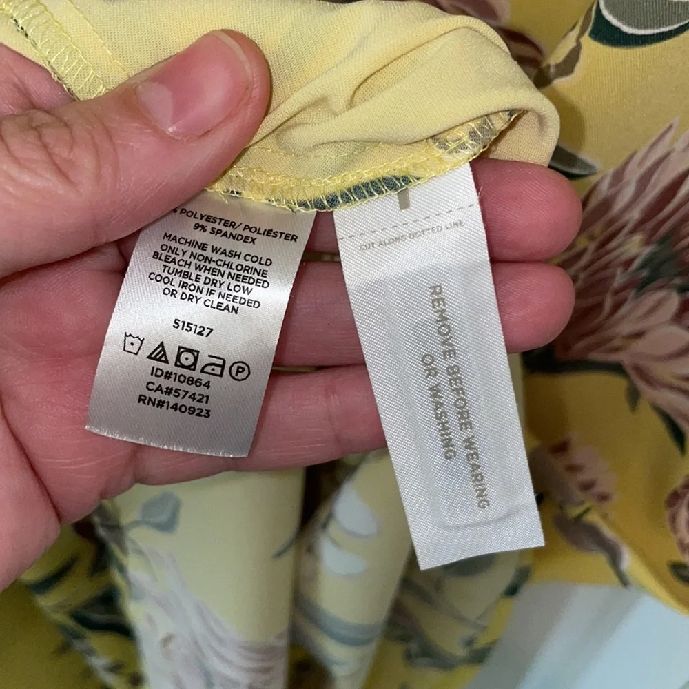 Loft Plus Yellow Floral Midi Shift Dress with Long Sleeves NWOT - Picture 9 of 9